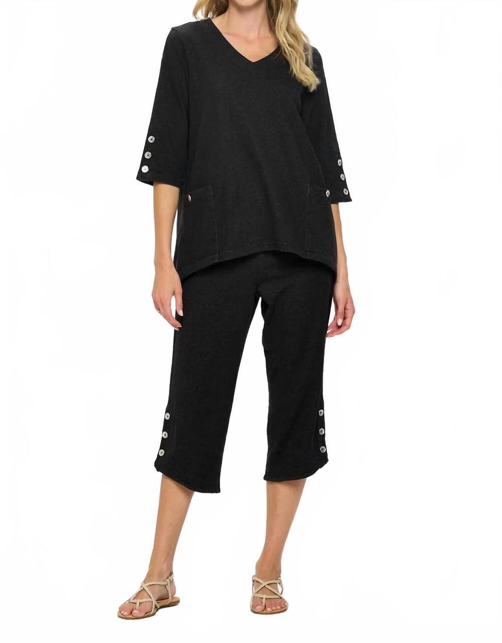 NEW FOCUS FASHION women's sleeve tunic top in black